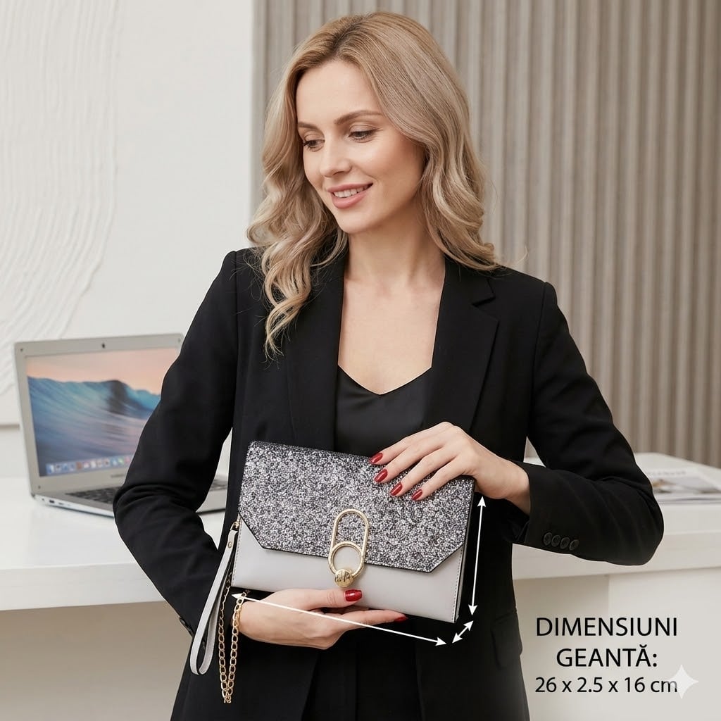 Geanta de ocazie, Kairi GT3499, Gri/Argintiu - poza 2
