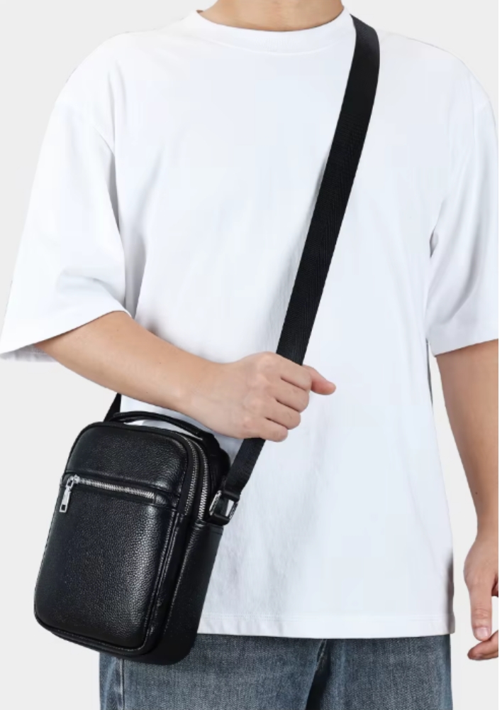 Geanta de umar pentru barbati, Alexander GT3810, piele naturala, Neagra - poza 2