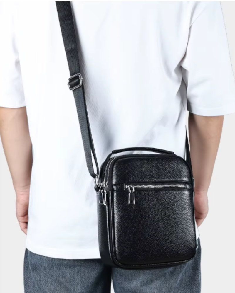 Geanta de umar pentru barbati, Alexander GT3810, piele naturala, Neagra - poza 3