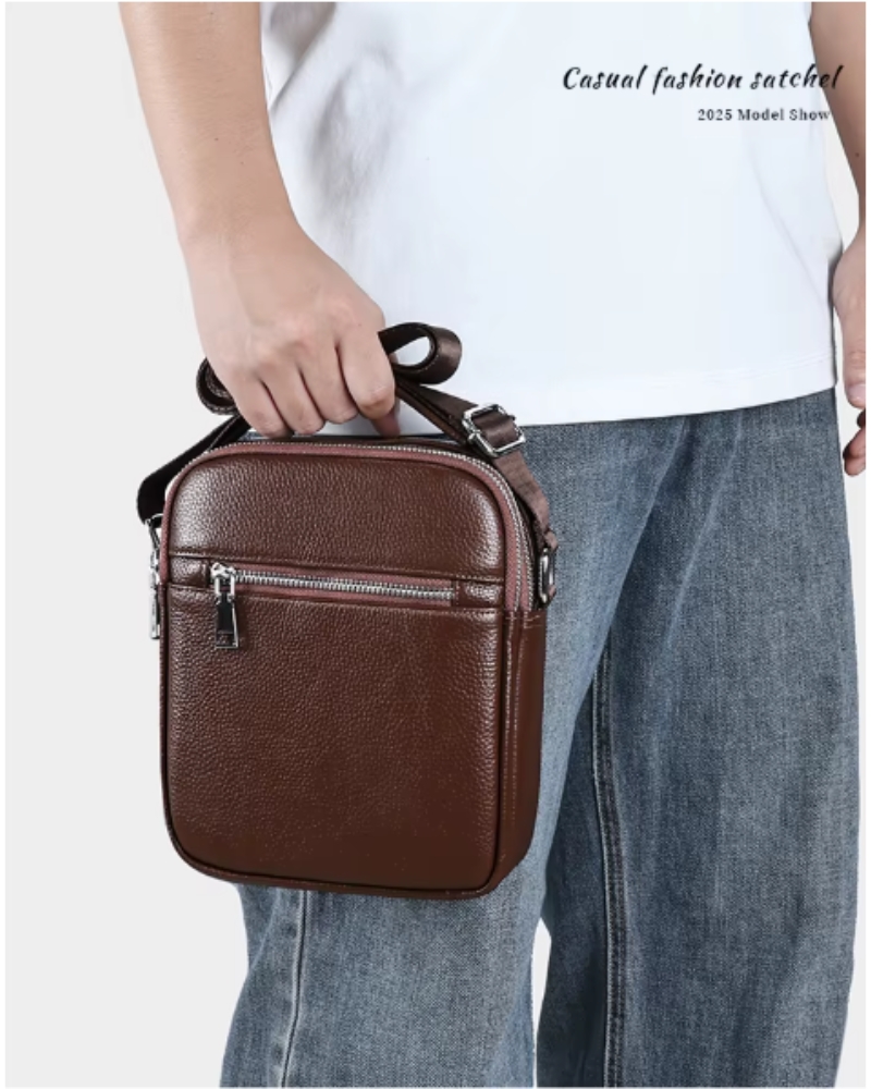 Geanta de umar pentru barbati, Alexander GT3810, piele naturala, Neagra - poza 4