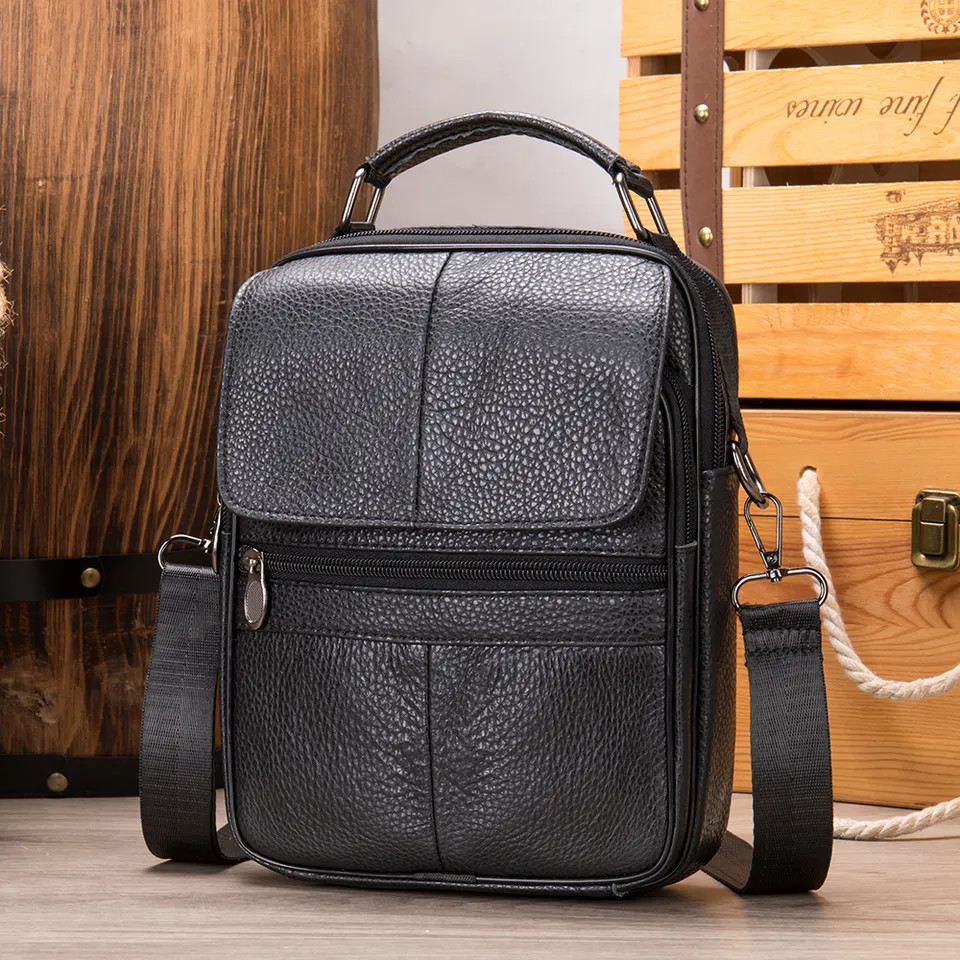 Geanta de umar pentru barbati, Conrad GT2058, piele naturala, Negru - poza 2