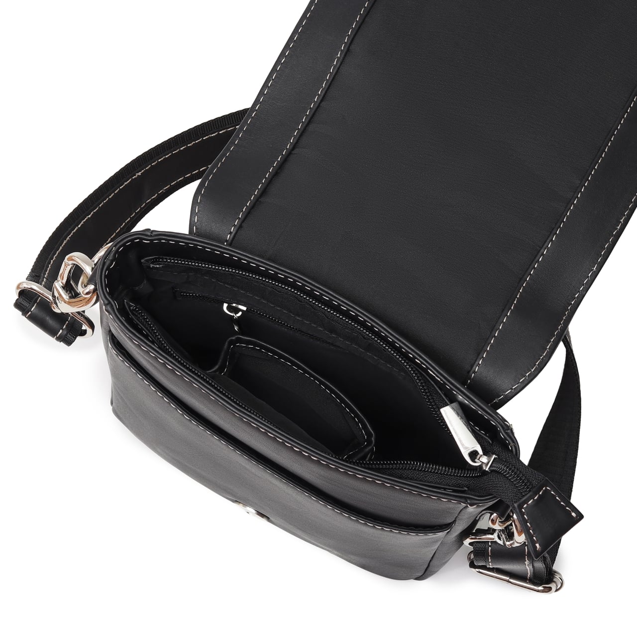 Geanta de umar pentru barbati, Maxin GT3870, piele naturala, Neagra - poza 3