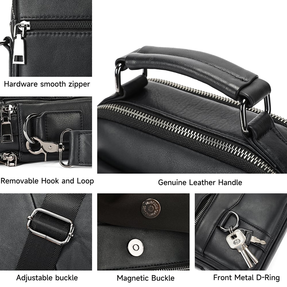 Geanta de umar pentru barbati, Nexar GT3808, piele naturala, Negru - poza 4