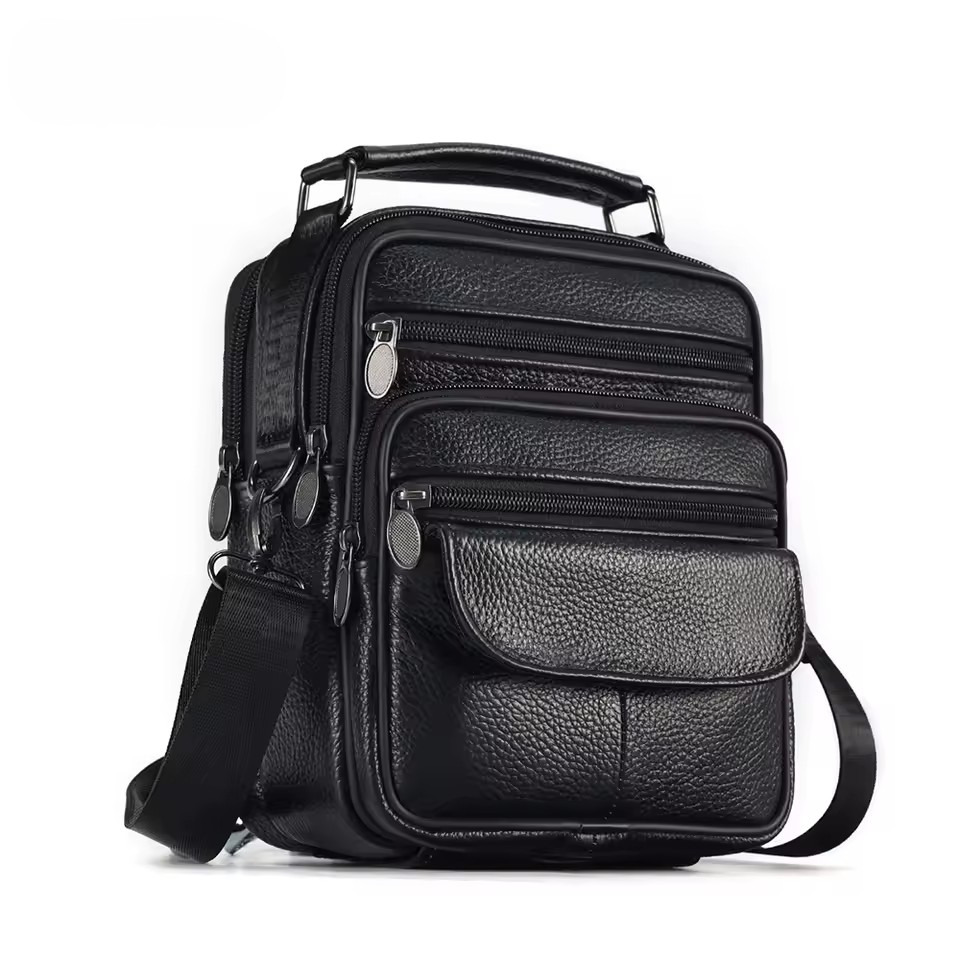 Geanta de umar pentru barbati, Oriol GT3262, piele naturala, Negru - poza 3