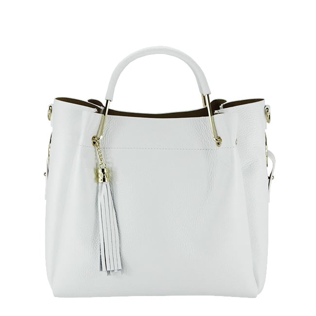 Geanta din piele naturala Ariana 123, 33x30x13 cm, Alb