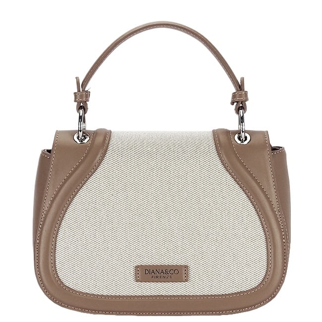Geanta eleganta maro taupe cu insertie textila bej DHJ943-2 17