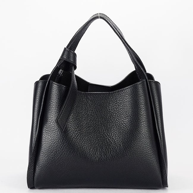 Geanta medie neagra din piele naturala 8905 128