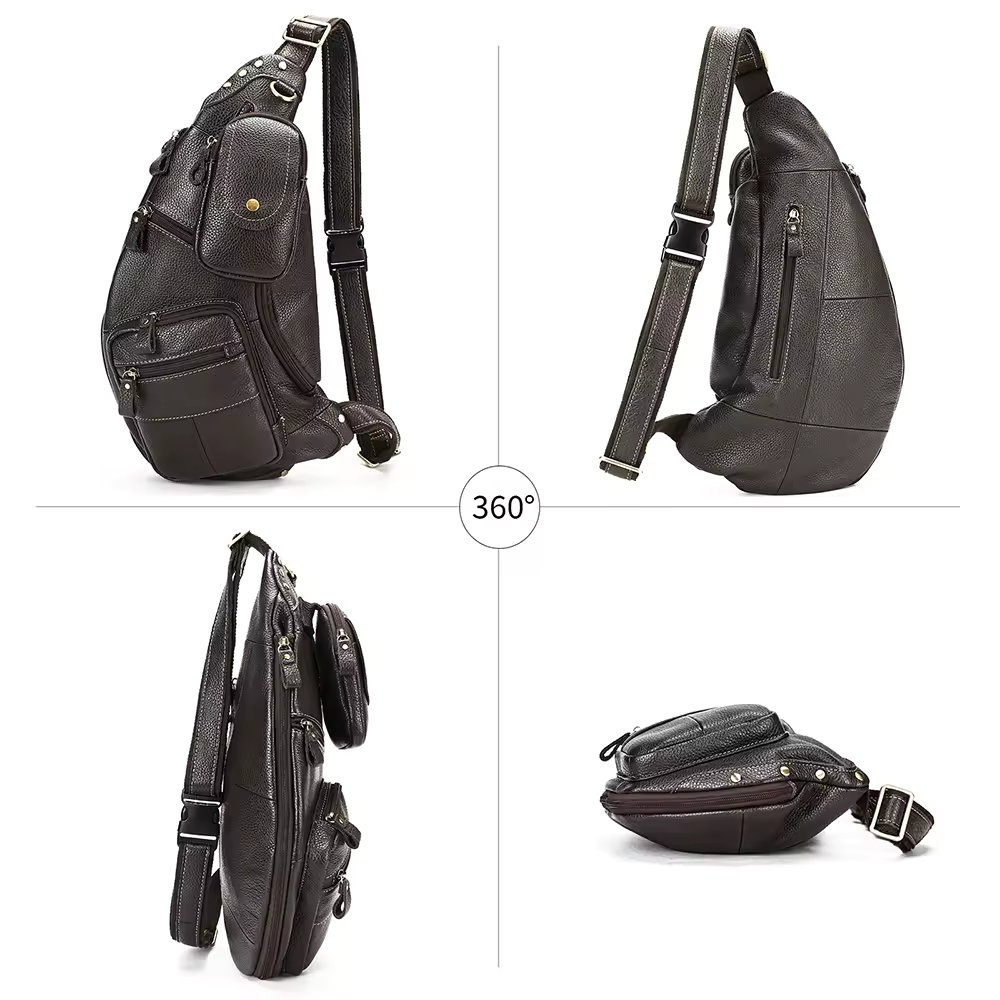Geanta pentru barbati, Thorian GT3307, piele naturala, Negru - poza 4