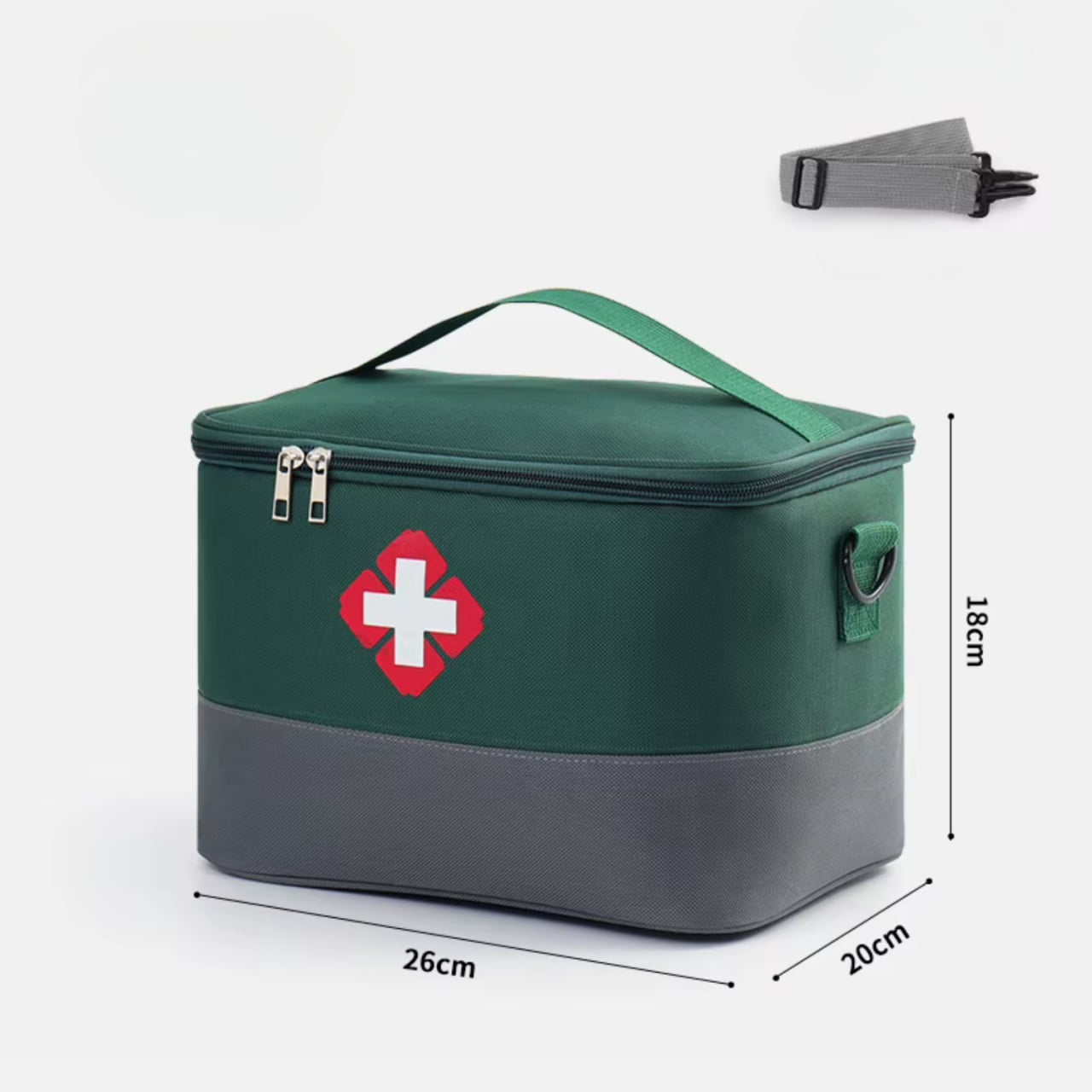 Geanta pentru medicamente si trusa de prim ajutor, Medie, GT4031, Verde / Gri