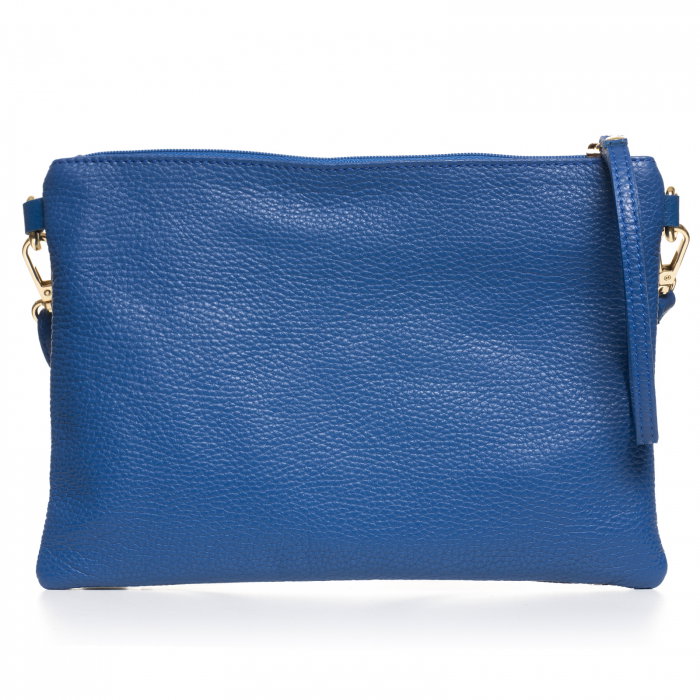 Geanta plic crossbody albastra, din piele naturala