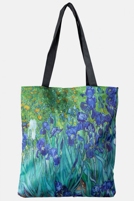 Geanta shopper din material textil, imprimata cu reproducere dupa Irisi - de Van Gogh - Shopika