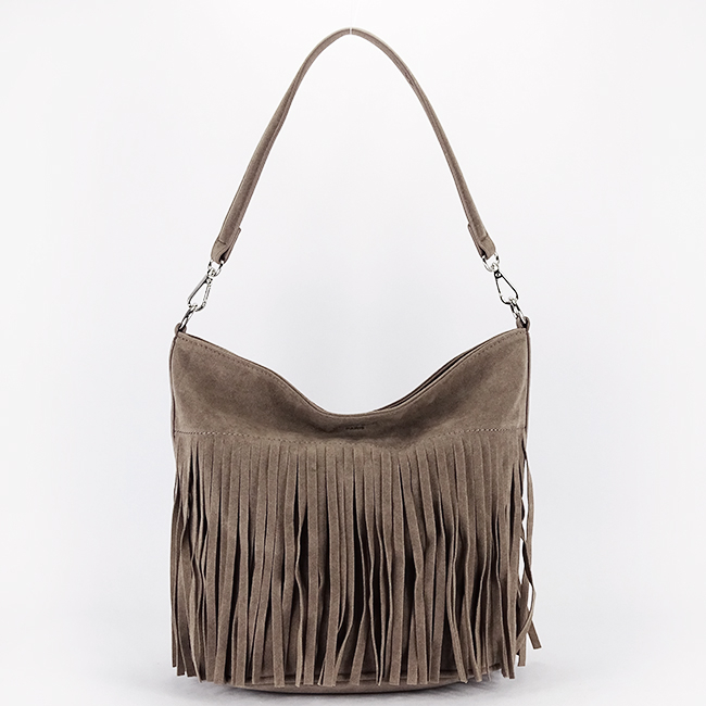 Geanta taupe FloraCO Paris cu franjuri F7515 14