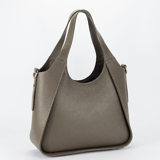 Geanta taupe medie din piele naturala 8907 128