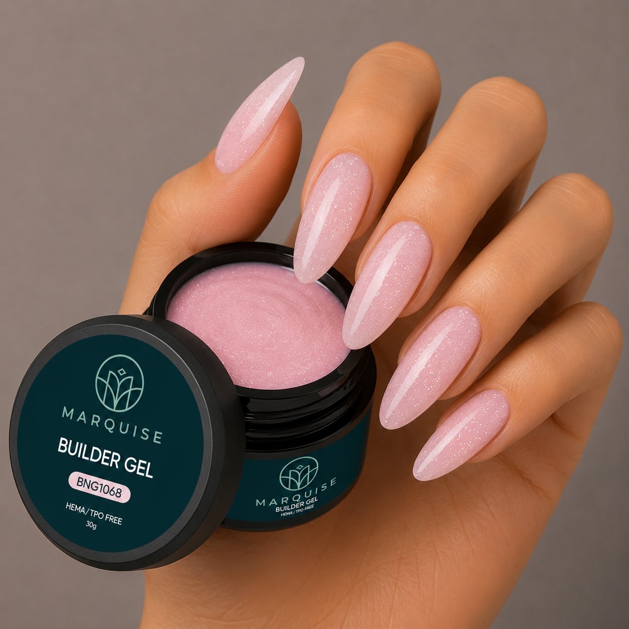 Gel UV Constructie Unghii HEMA/TPO FREE, Marquise, Glitter BNG1068, 30 g - poza 2