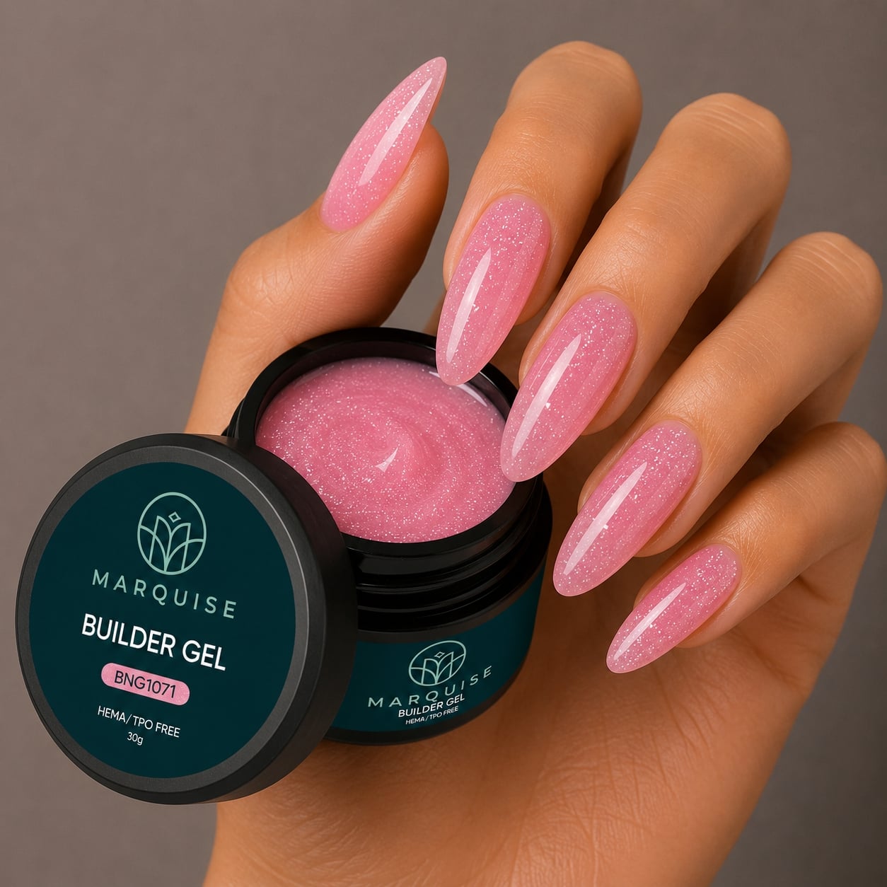 Gel UV Constructie Unghii HEMA/TPO FREE, Marquise, Glitter BNG1071, 30 g - poza 2