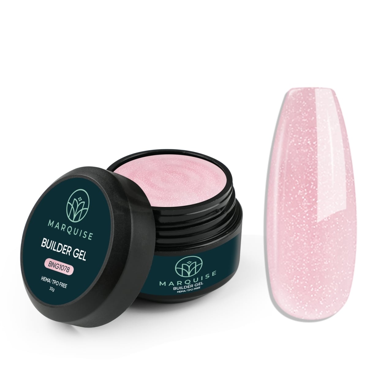 Gel UV Constructie Unghii HEMA/TPO FREE, Marquise, Glitter BNG1078, 30 g - poza 1