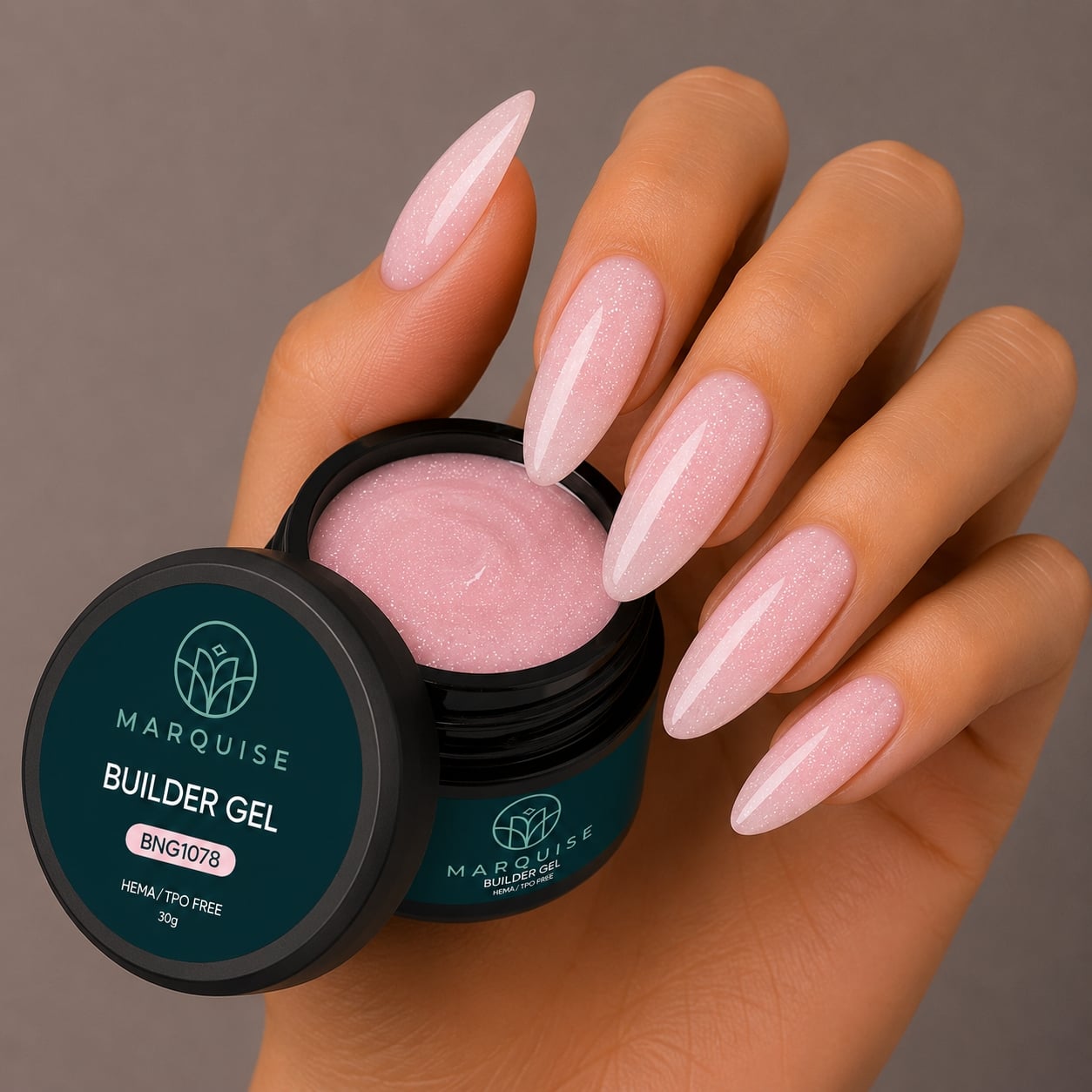 Gel UV Constructie Unghii HEMA/TPO FREE, Marquise, Glitter BNG1078, 30 g - poza 2