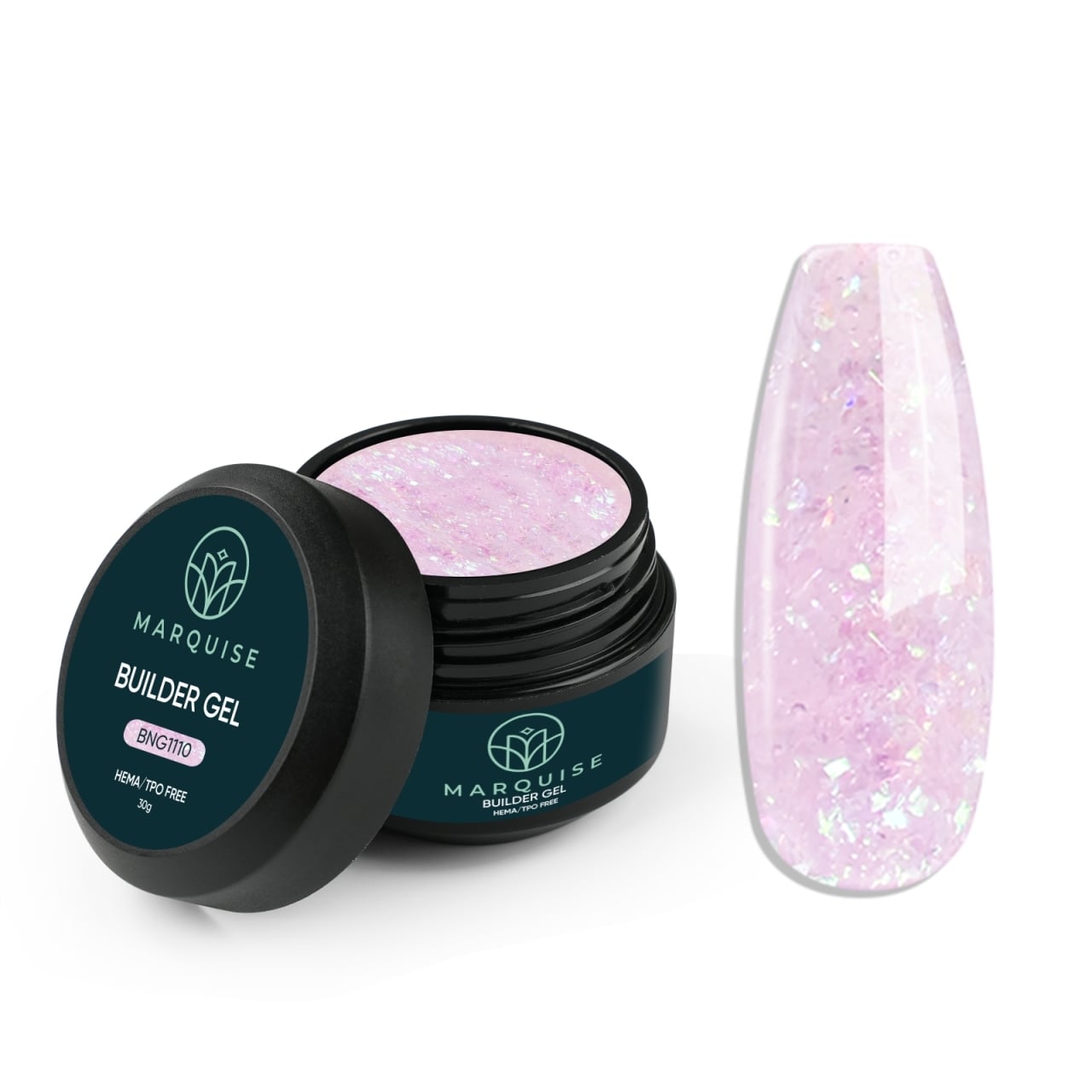 Gel UV Constructie Unghii HEMA/TPO FREE, Marquise, Glitter BNG1110, 30 g - poza 1