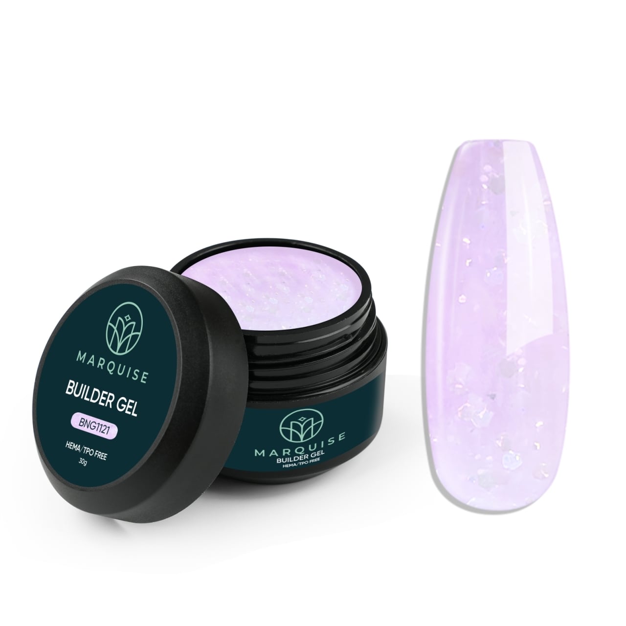 Gel UV Constructie Unghii HEMA/TPO FREE, Marquise, Glitter BNG1121, 30 g - poza 1