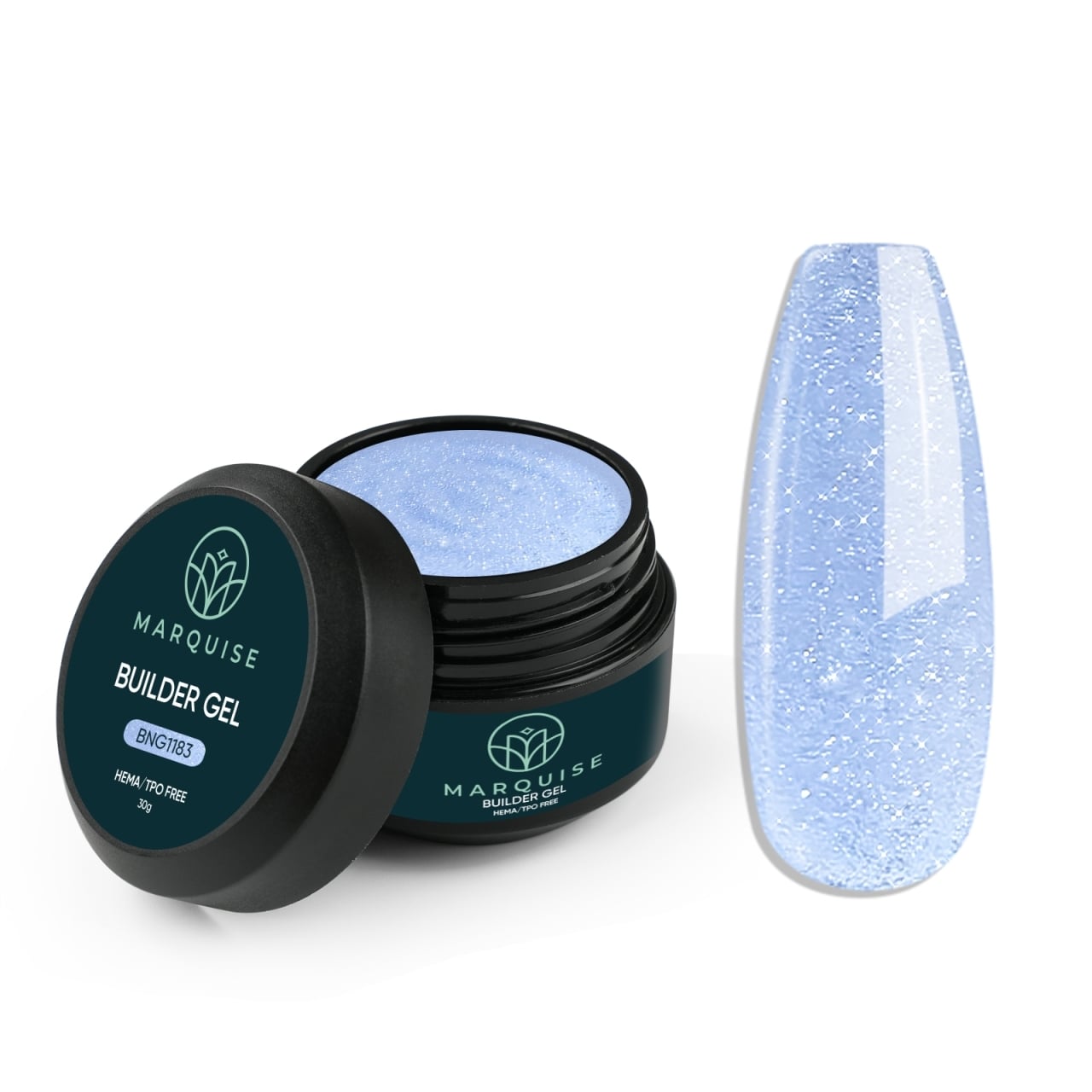 Gel UV Constructie Unghii HEMA/TPO FREE, Marquise, Glitter BNG1183, 30 g - poza 1