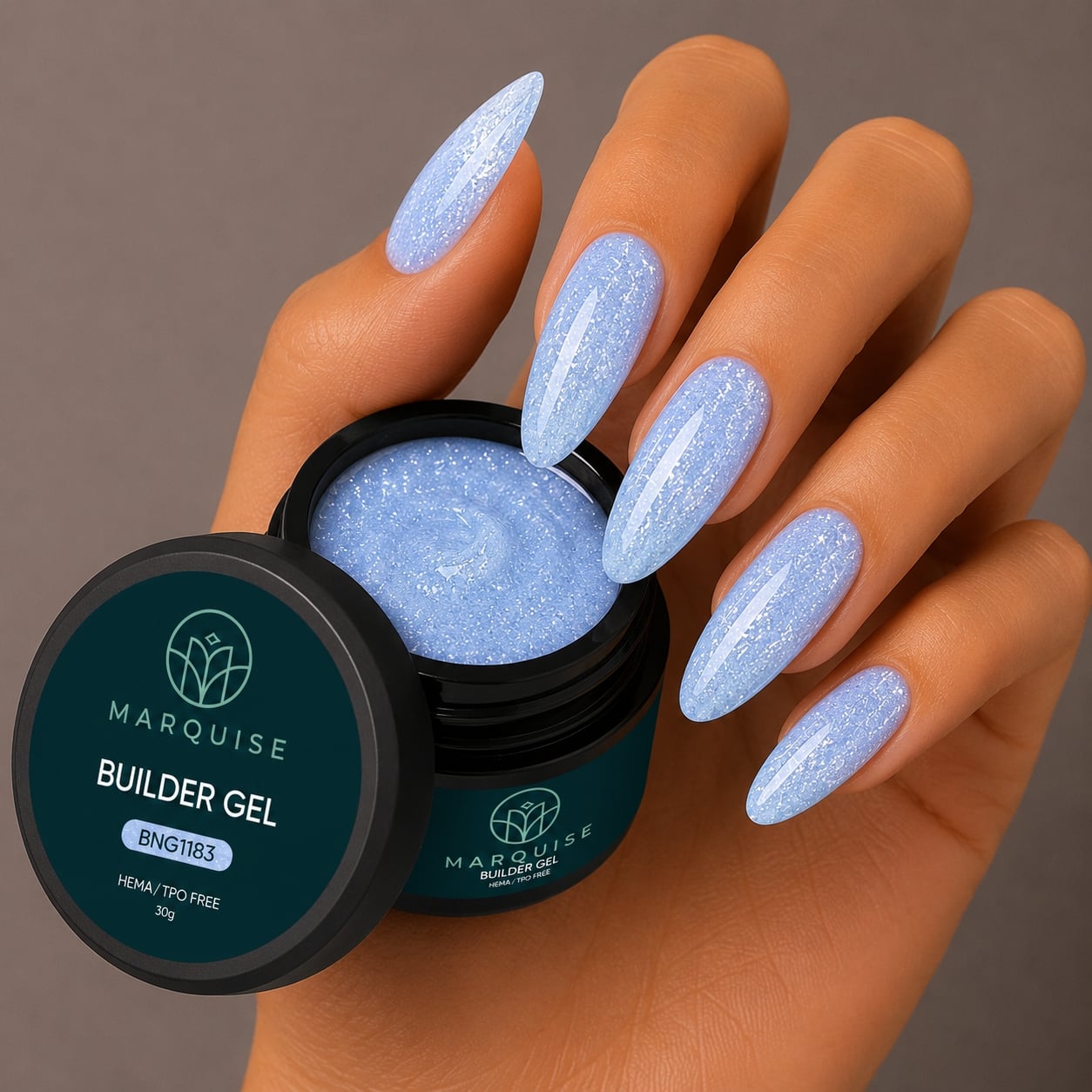 Gel UV Constructie Unghii HEMA/TPO FREE, Marquise, Glitter BNG1183, 30 g - poza 2