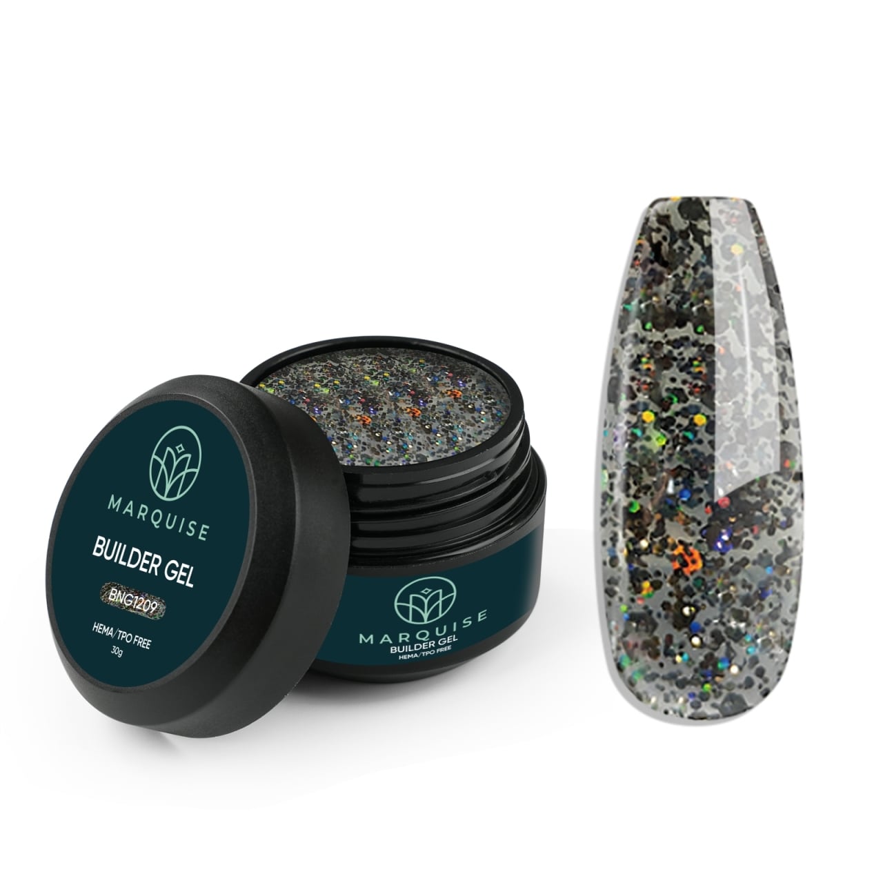 Gel UV Constructie Unghii HEMA/TPO FREE, Marquise, Glitter BNG1209, 30 g - poza 1