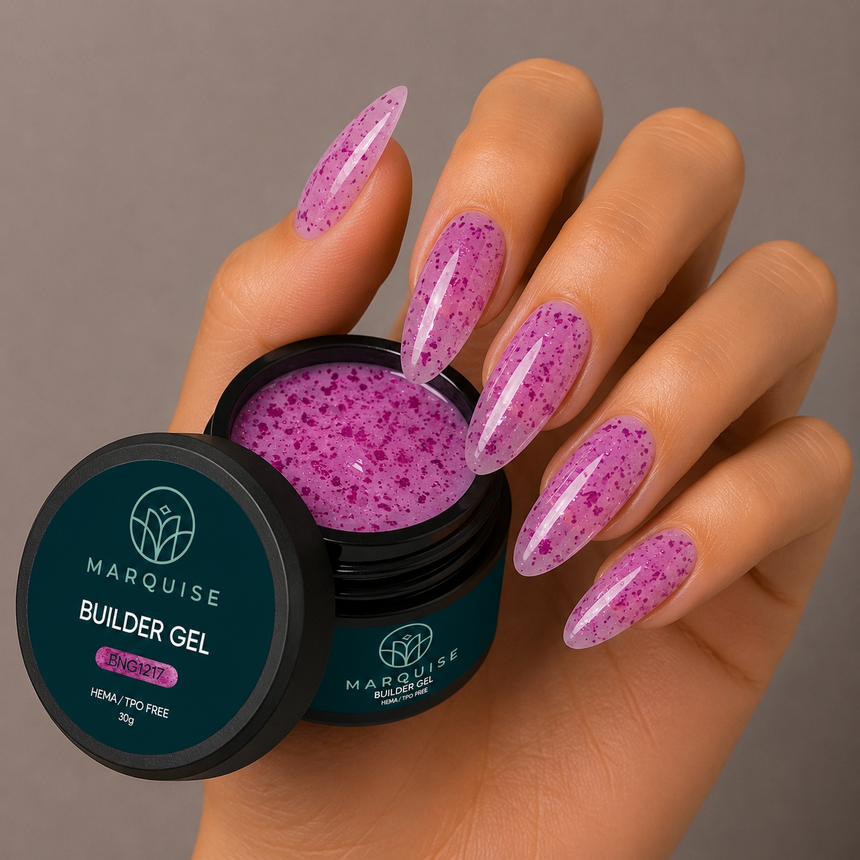 Gel UV Constructie Unghii HEMA/TPO FREE, Marquise, Glitter BNG1217, 30 g - poza 2