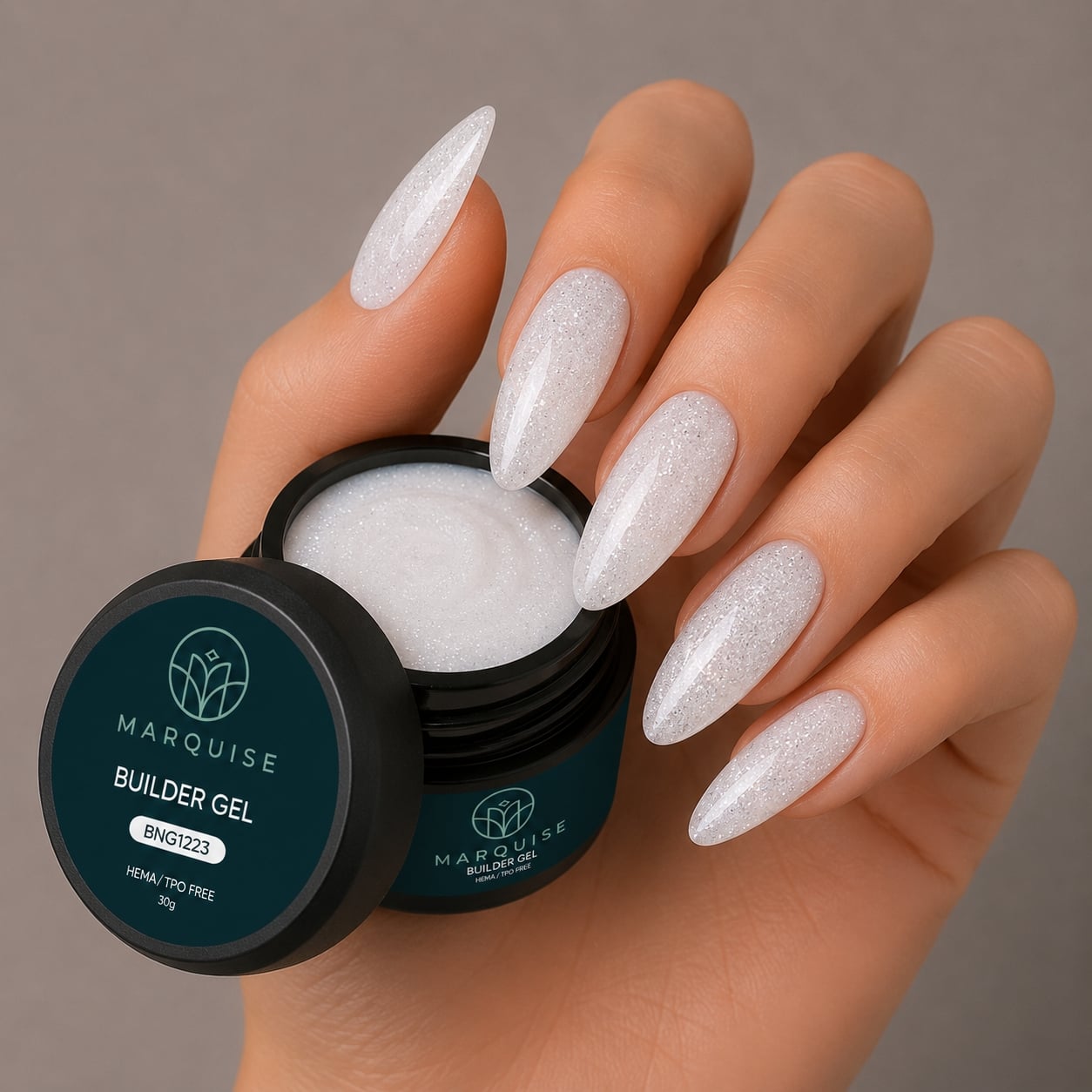 Gel UV Constructie Unghii HEMA/TPO FREE, Marquise, Glitter BNG1223, 30 g - poza 2