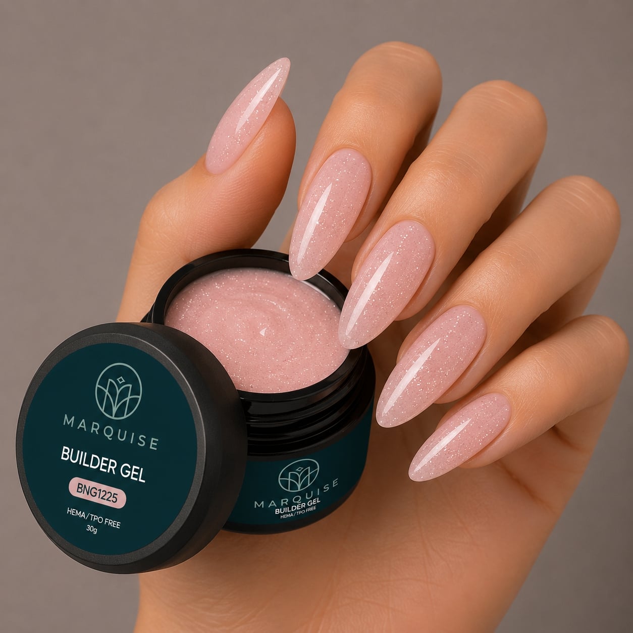 Gel UV Constructie Unghii HEMA/TPO FREE, Marquise, Glitter BNG1225, 30 g - poza 2