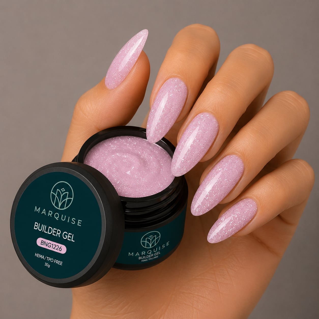 Gel UV Constructie Unghii HEMA/TPO FREE, Marquise, Glitter BNG1226, 30 g - poza 2