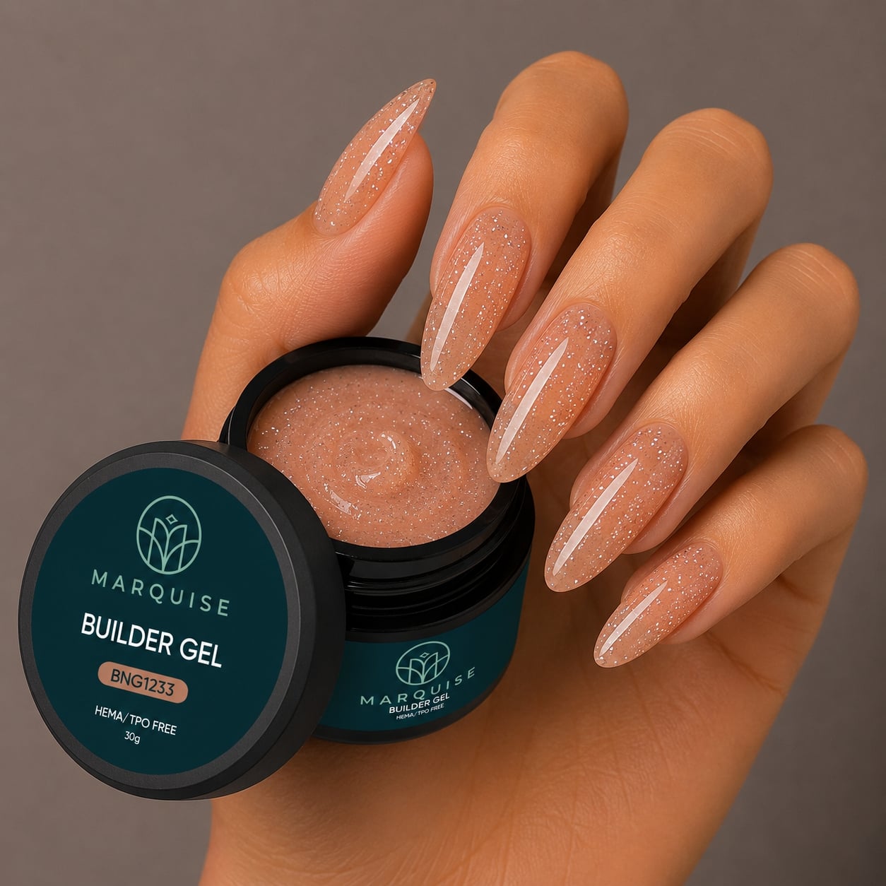 Gel UV Constructie Unghii HEMA/TPO FREE, Marquise, Glitter BNG1233, 30 g - poza 2