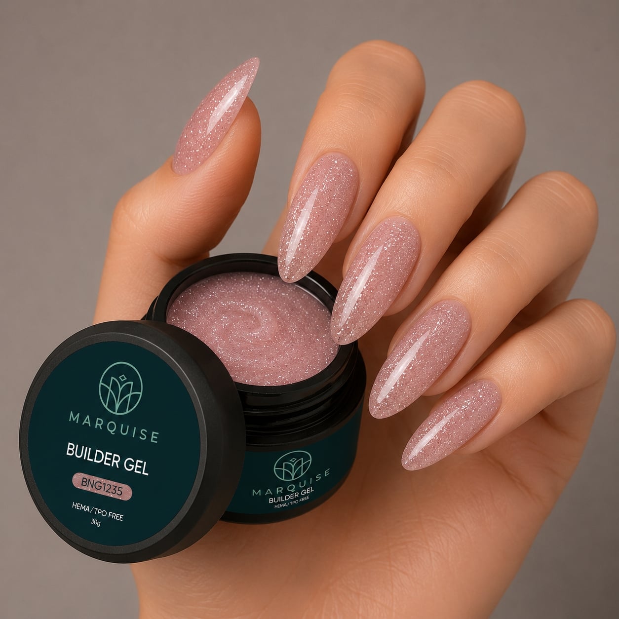 Gel UV Constructie Unghii HEMA/TPO FREE, Marquise, Glitter BNG1235, 30 g - poza 2