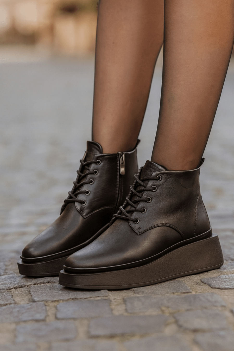 Ghete Casual Dama din Piele Negre - HEP