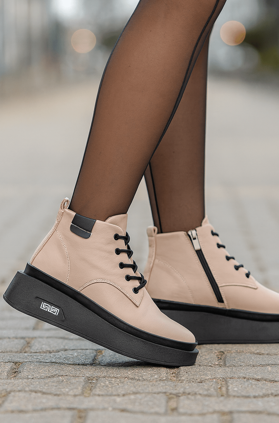 Ghete Casual Dama din Piele Taupe - HEN