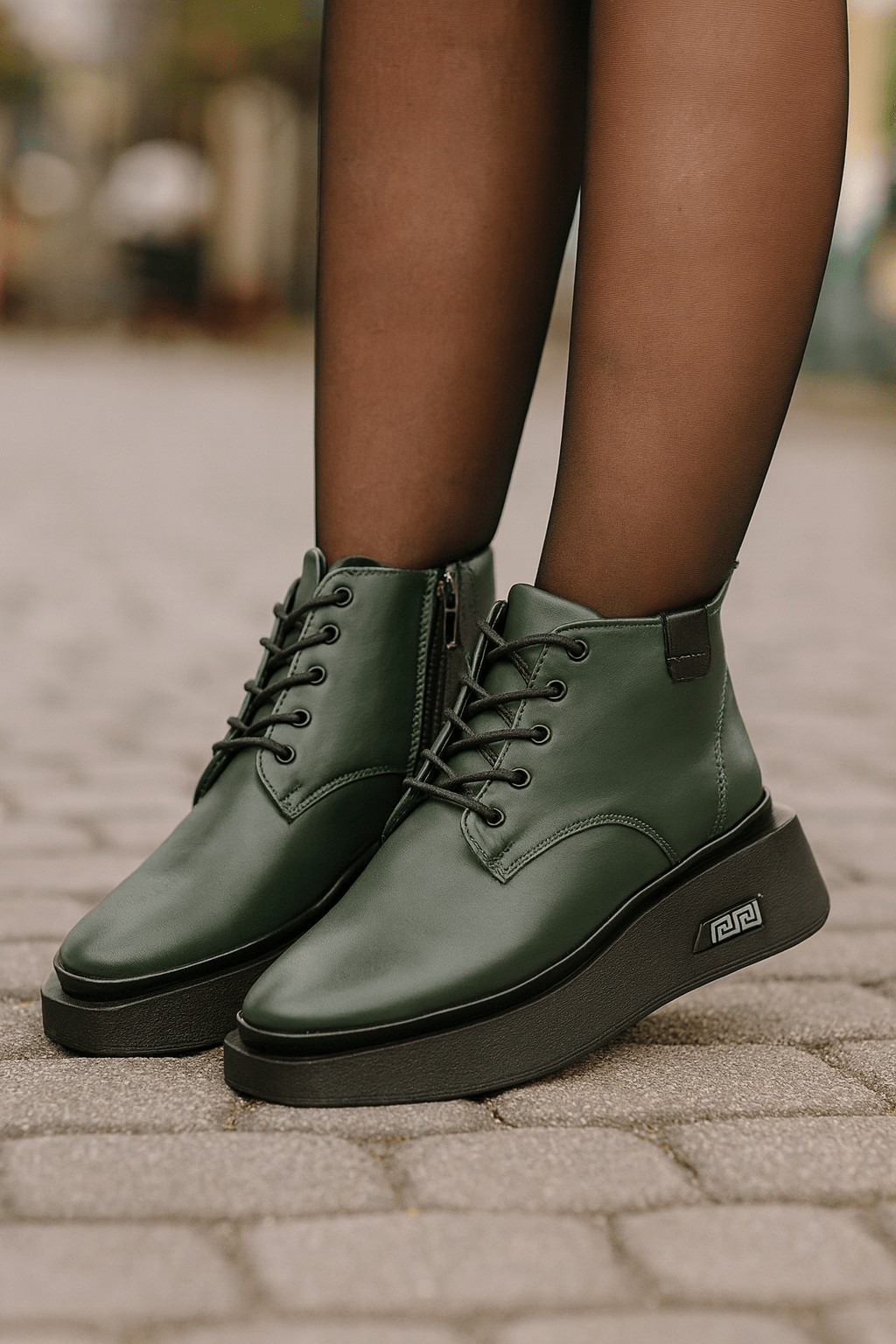 Ghete Casual Dama din Piele Verde - HEZ