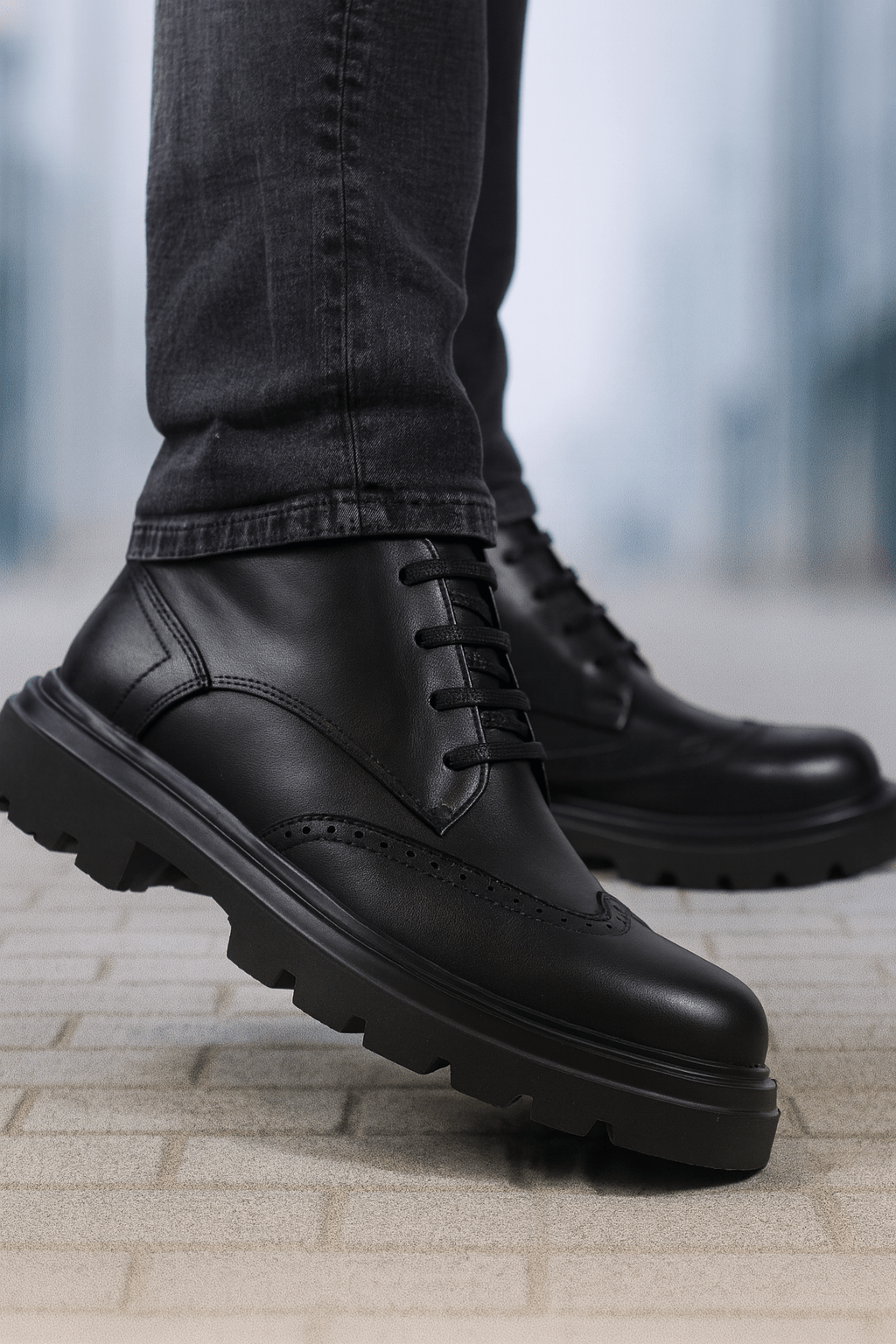 Ghete Casual de Barbati din Piele Negre si Fermoar - MARL