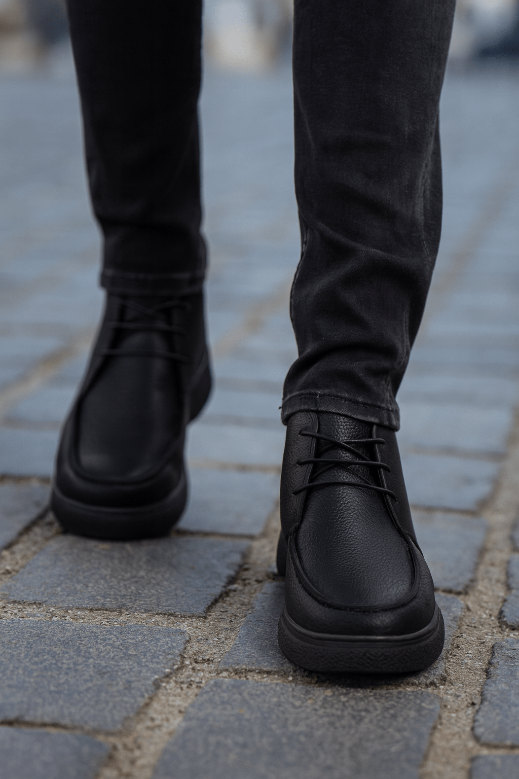Ghete Casual de Barbati din Piele Negru - Mirko
