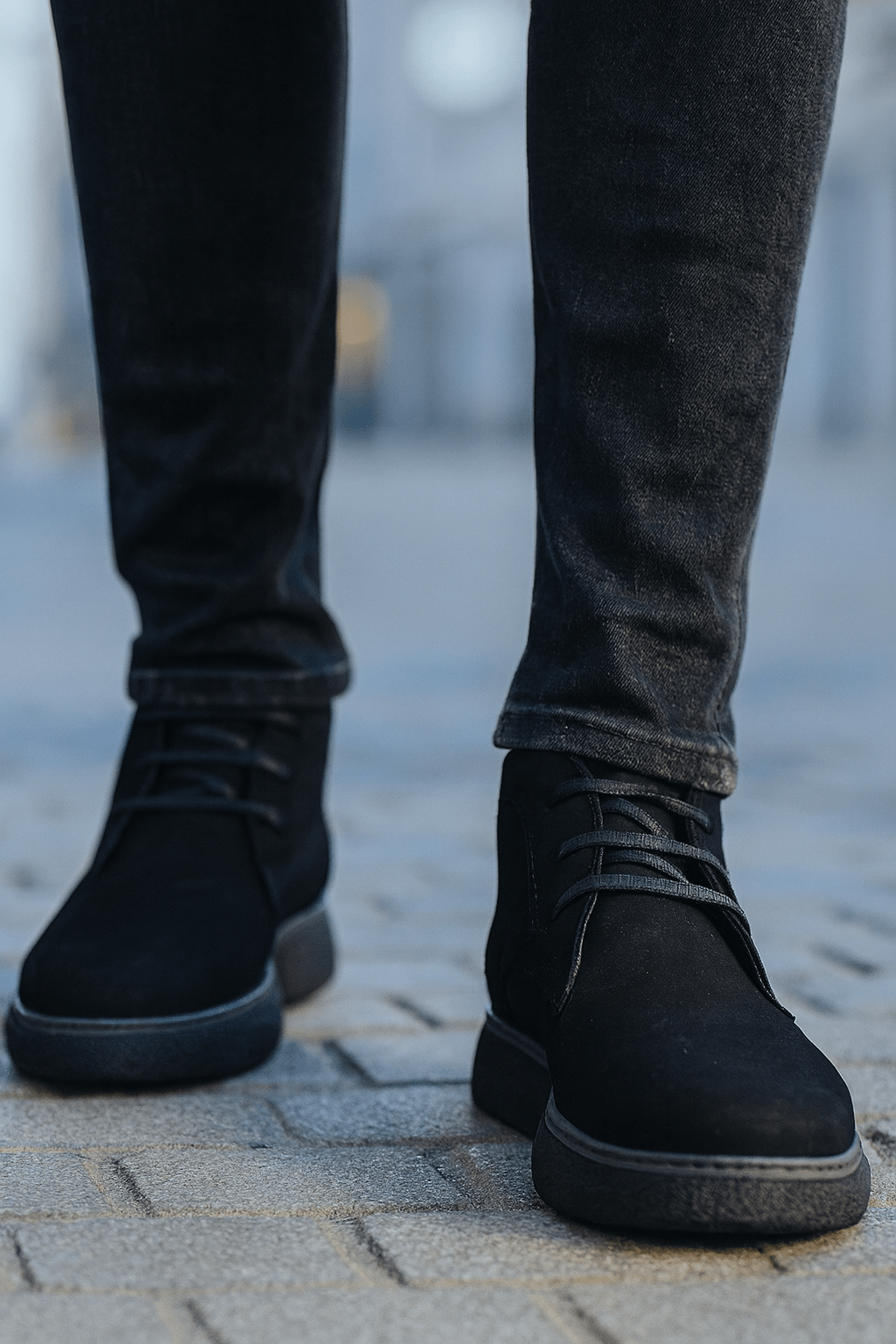 Ghete Casual de Barbati din Piele Nubuk Negru - Micah