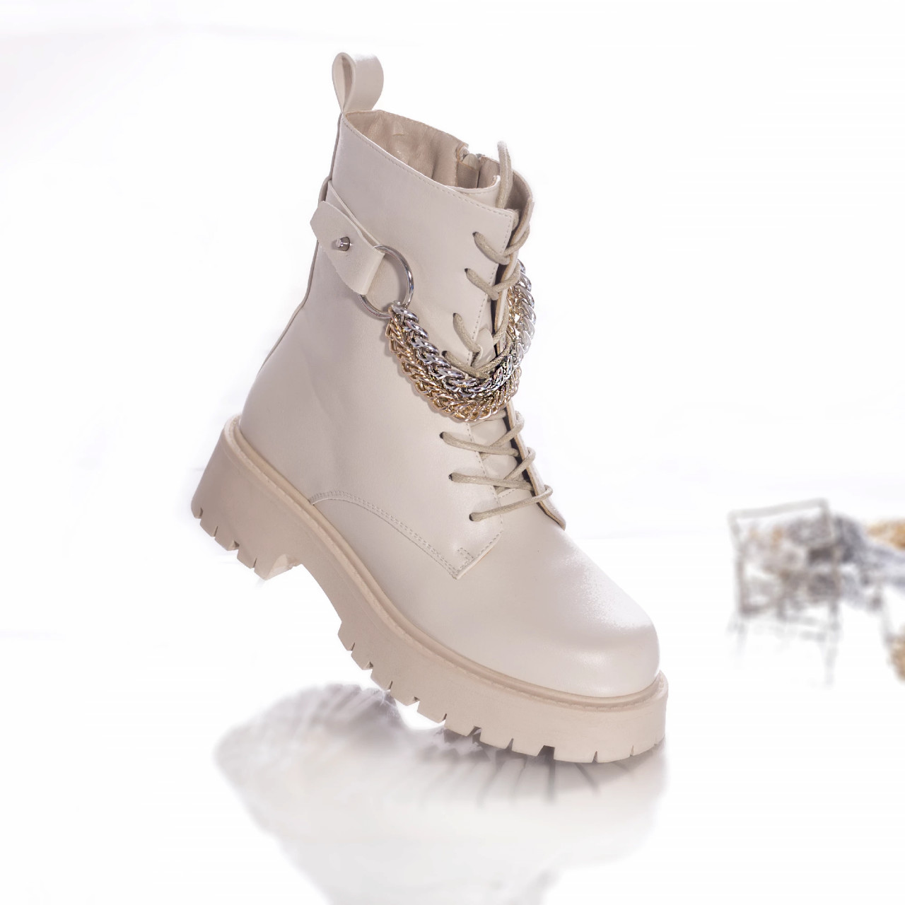 Ghete casual meryem piele ecologica captusita bej - poza 4