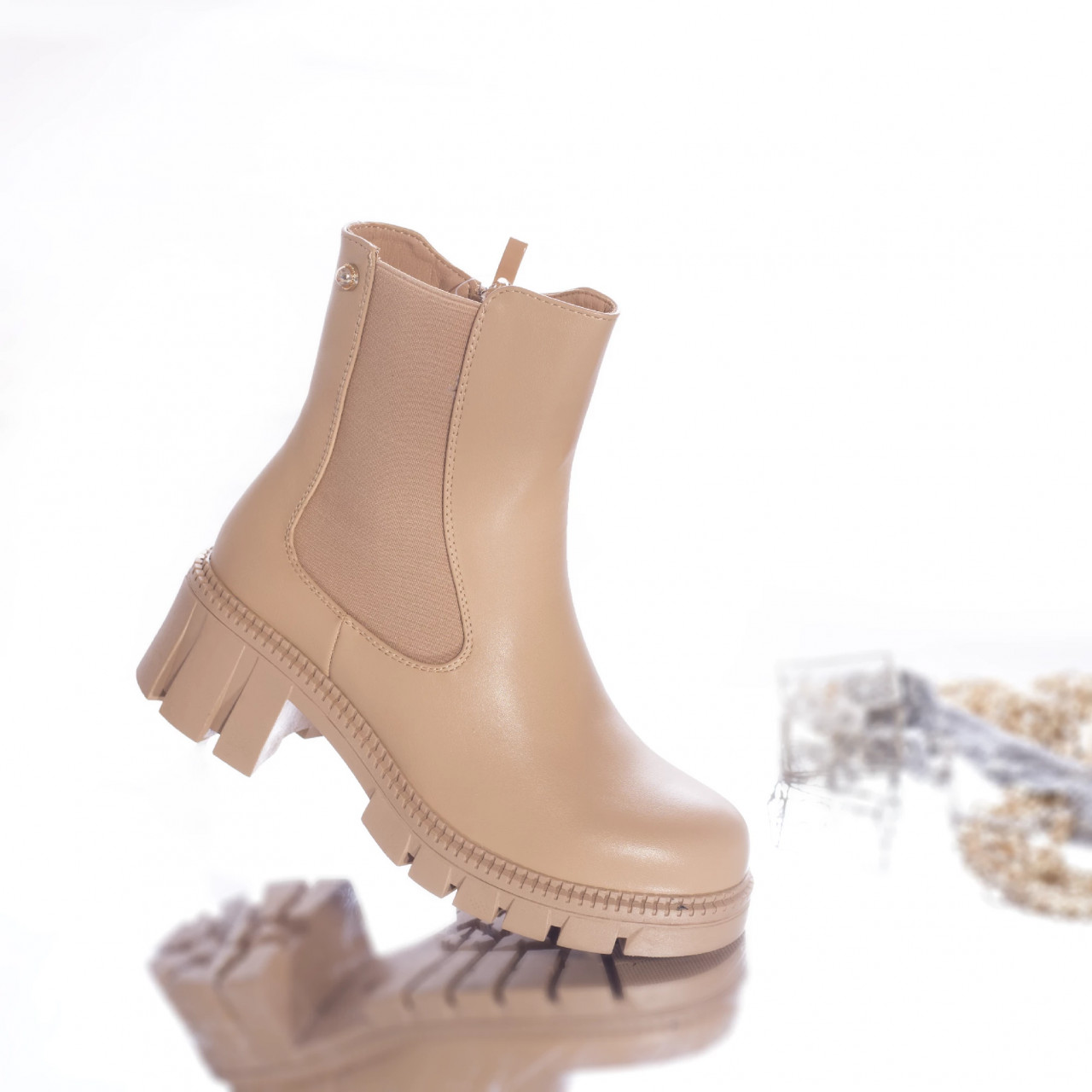Ghete casual raymonda piele ecologica captusita kaki - poza 4
