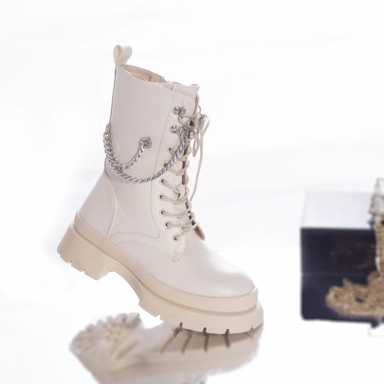 Ghete casual tebah piele ecologica captusita bej - poza 4