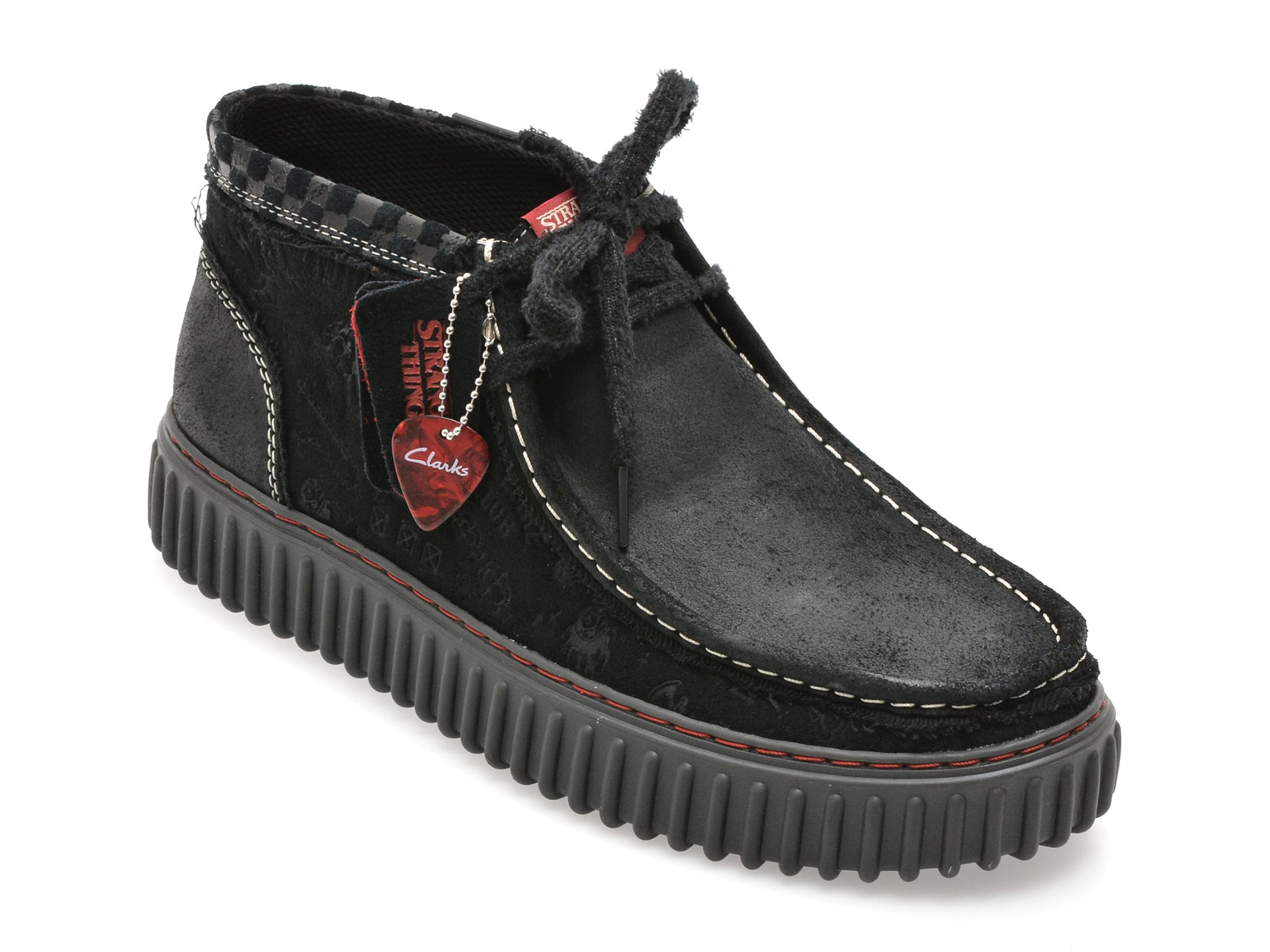 Ghete CLARKS negre, TORHILL HI ST, din piele intoarsa