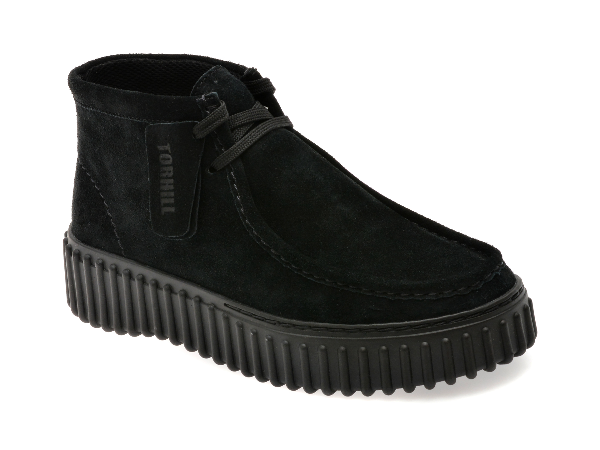 Ghete CLARKS negre, TORHILL MOSS, din piele intoarsa