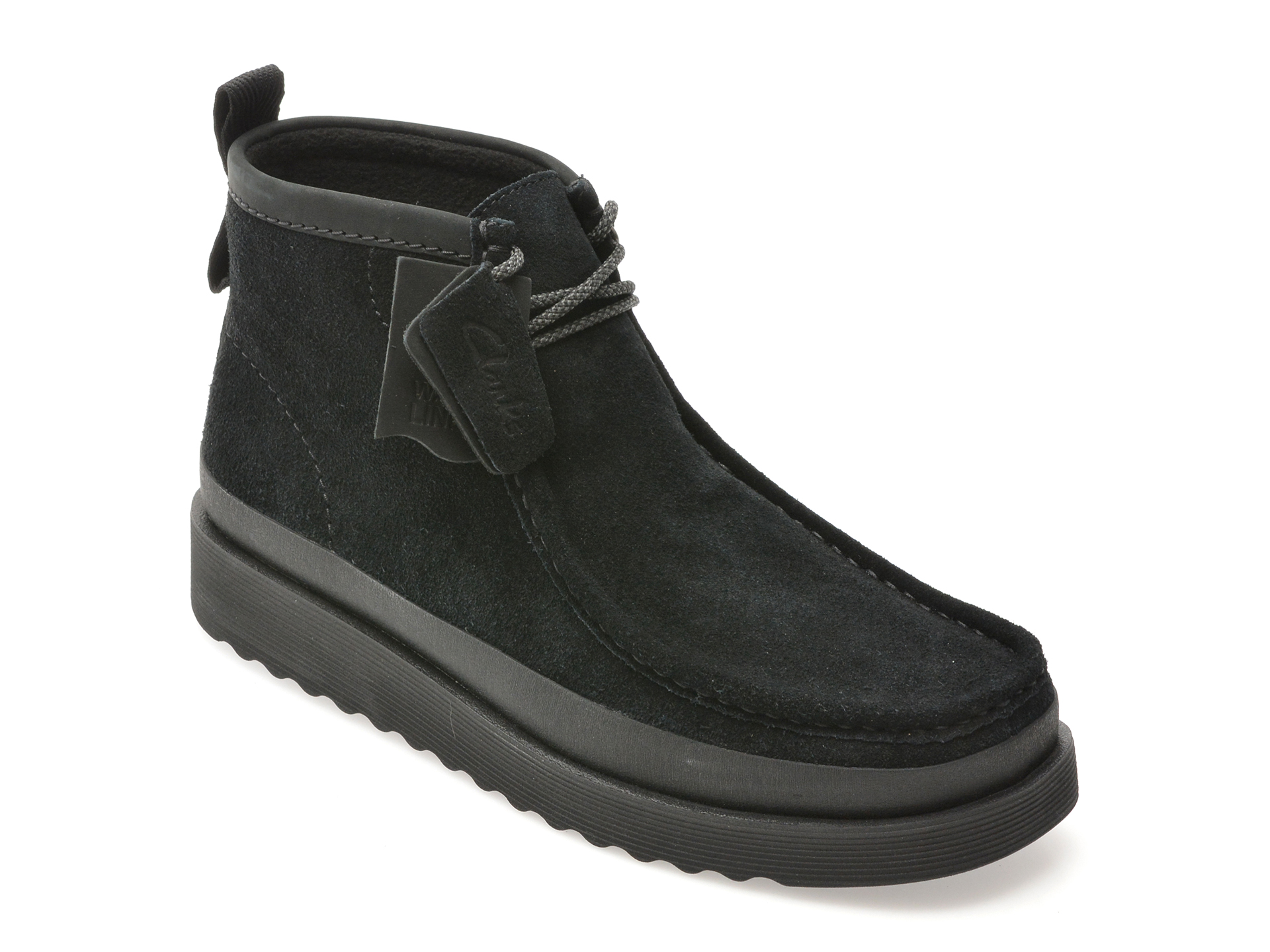 Ghete CLARKS negre, WALLABEE FTR 2 HI, din piele intoarsa