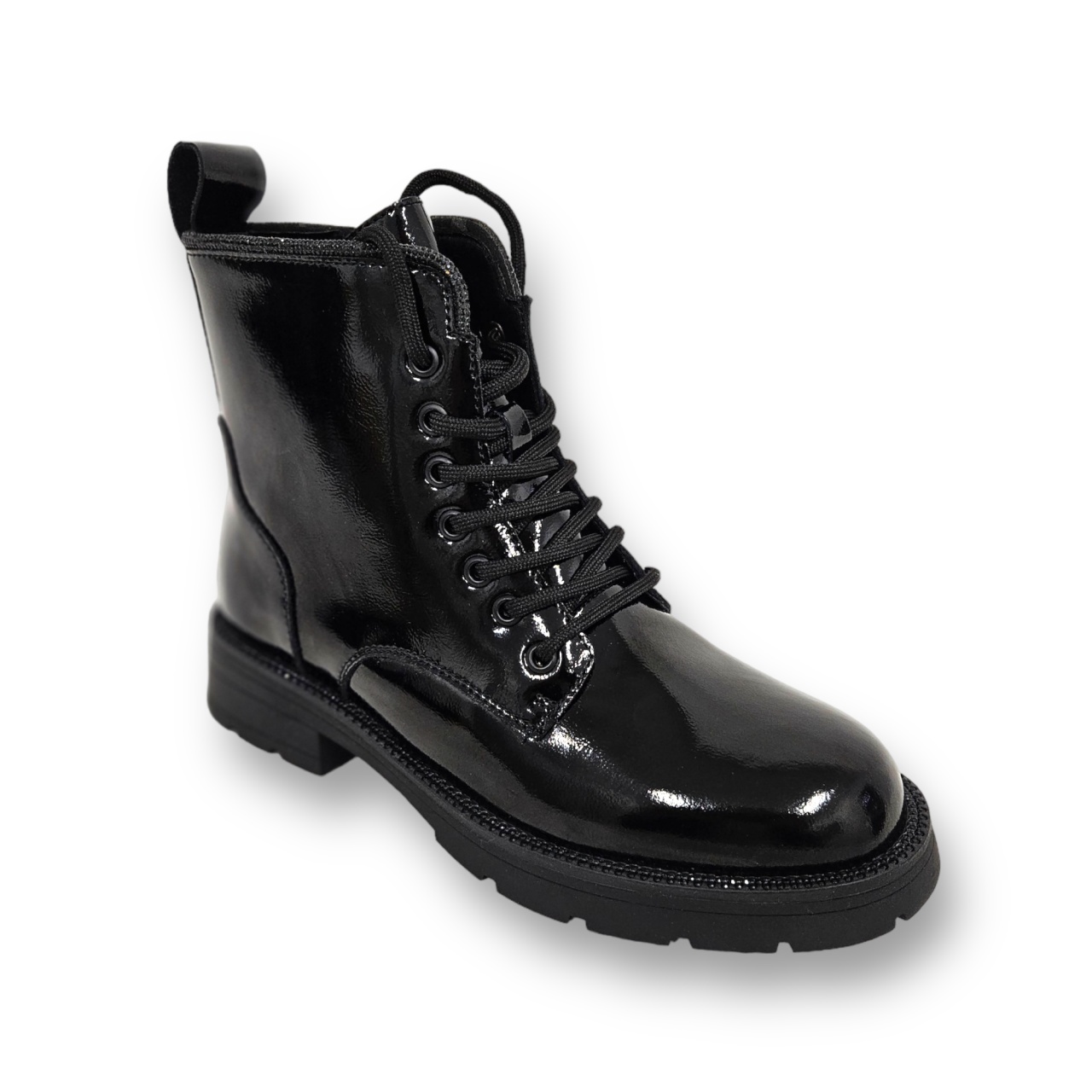 GHETE DAMA din PIELE NATURALA LUCIOASA CRL0896 CULOARE:NEGRU