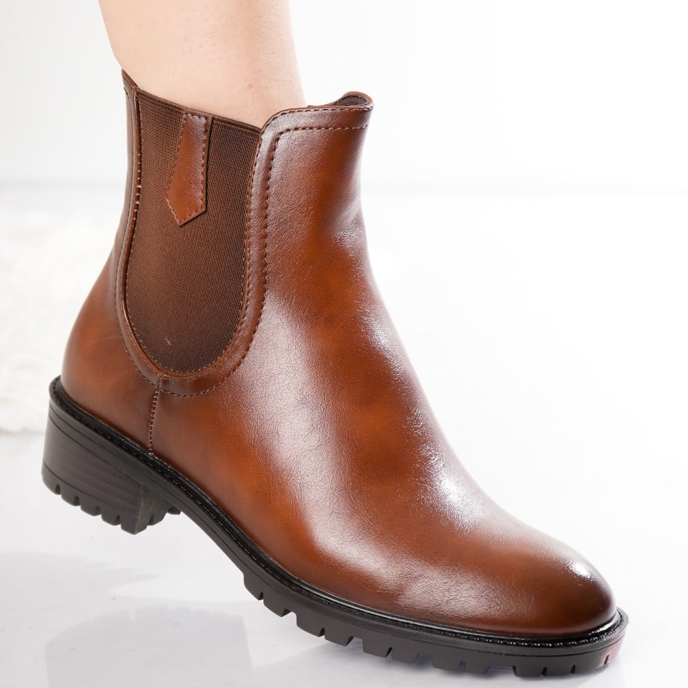 Ghete Dama Imblanite Camel din Piele Ecologica Velvet - poza 5