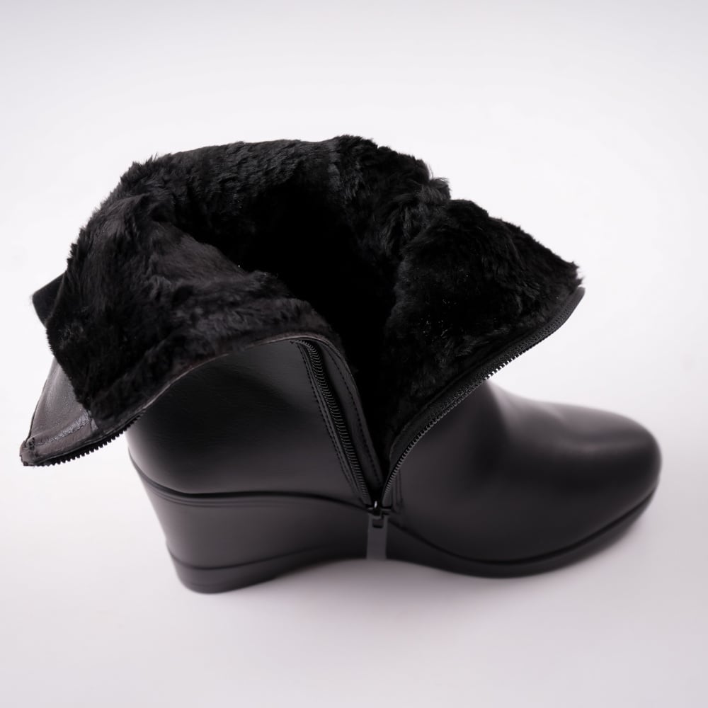 Ghete dama Imblanite cu Platforma Negre din Piele Ecologica Molsa - poza 5