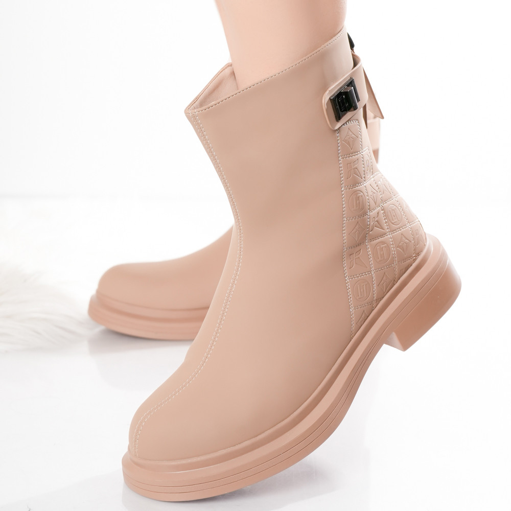 Ghete Dama Imblanite Kaki din Piele Ecologica Malina - poza 5