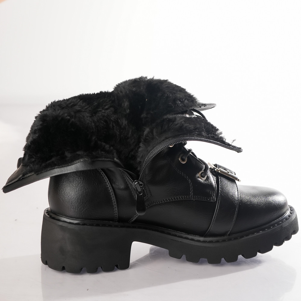 Ghete Dama Imblanite Negre din Piele Ecologica Clodi - poza 5