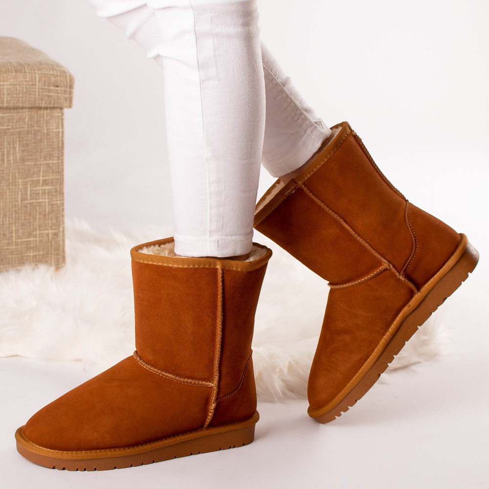 Ghete dama piele naturala mara camel imblanite - poza 3